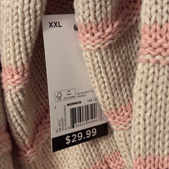 Kohl's XXL Cream and Pink Knit Sweater - Picture 2 of 2